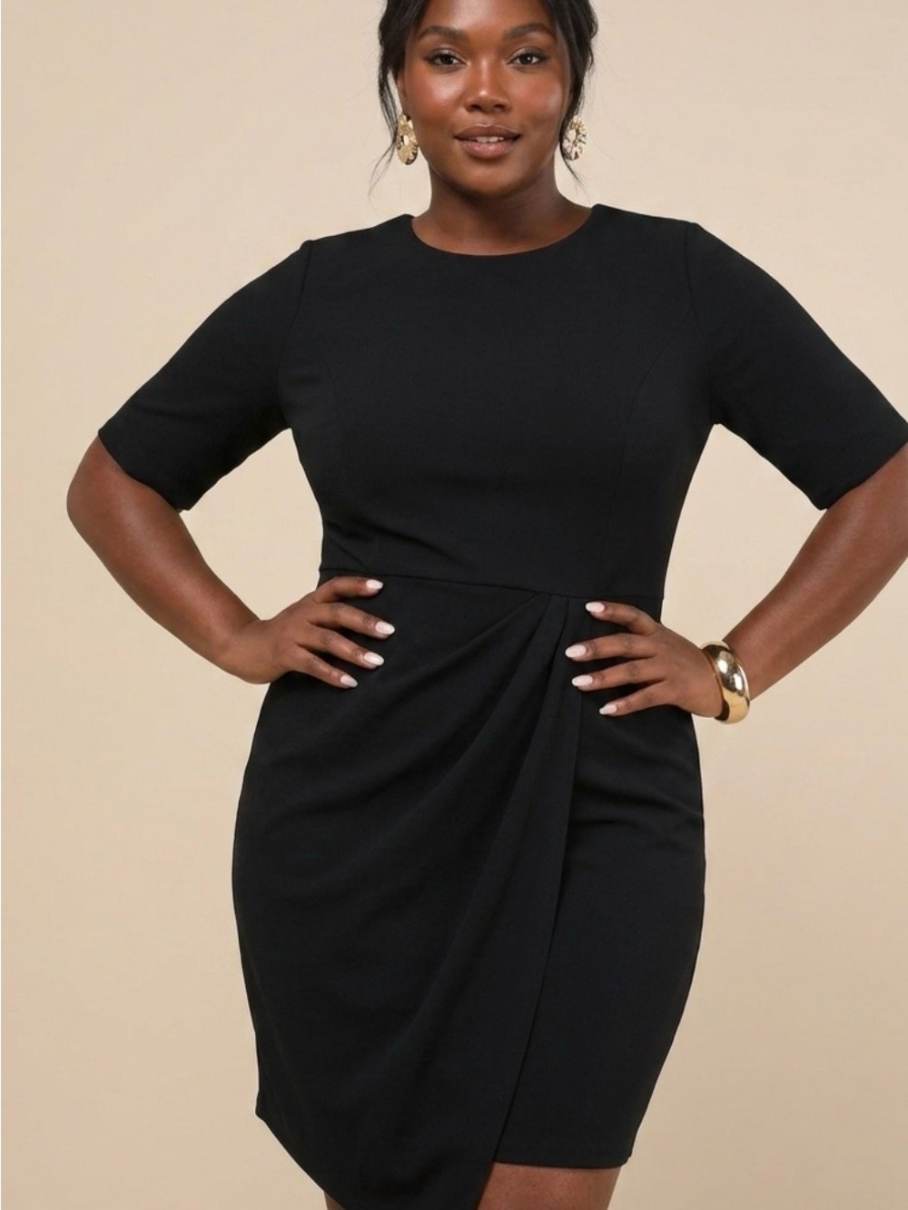 Lulus Westwood Black Half Sleeve Sheath Dress NWT XL